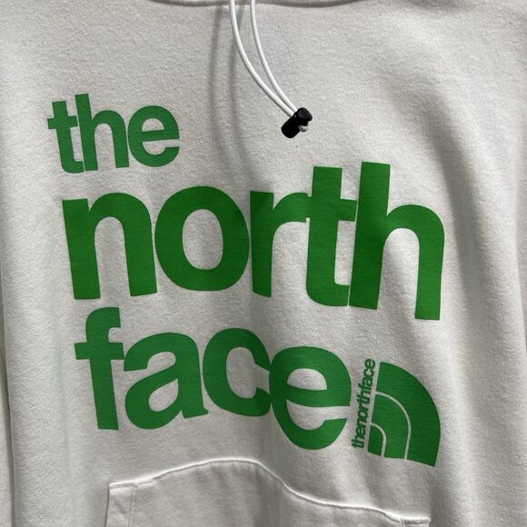 the North Face Hoodie Sweatshirt Women Sz. XS White Green Logo Cotton Pockets - Picture 5 of 14